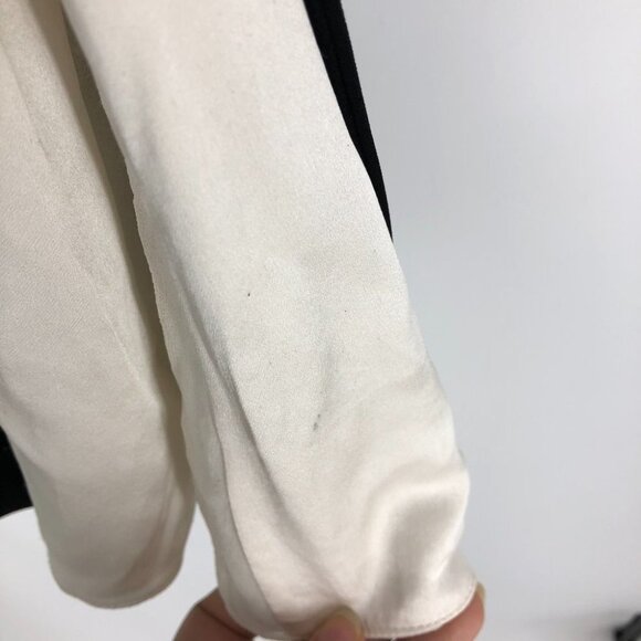 Cinq à Sept  Two Tone Silk Ivory and Black Sleeveless Ring Detail Mini Dress - Picture 13 of 16